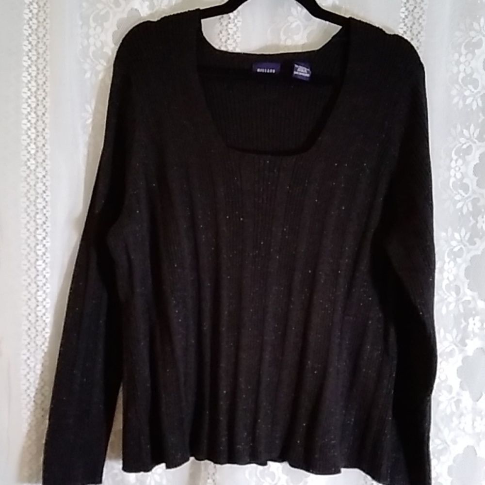 HILLARD & HANSON BLACK METALLIC WOMEN'S TOP BLOUSE SIZE 2X